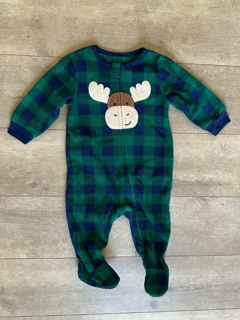 NWOT Kids Headquarters Moose Plaid Fleece Footed Sleeper Baby Boys 6 Months